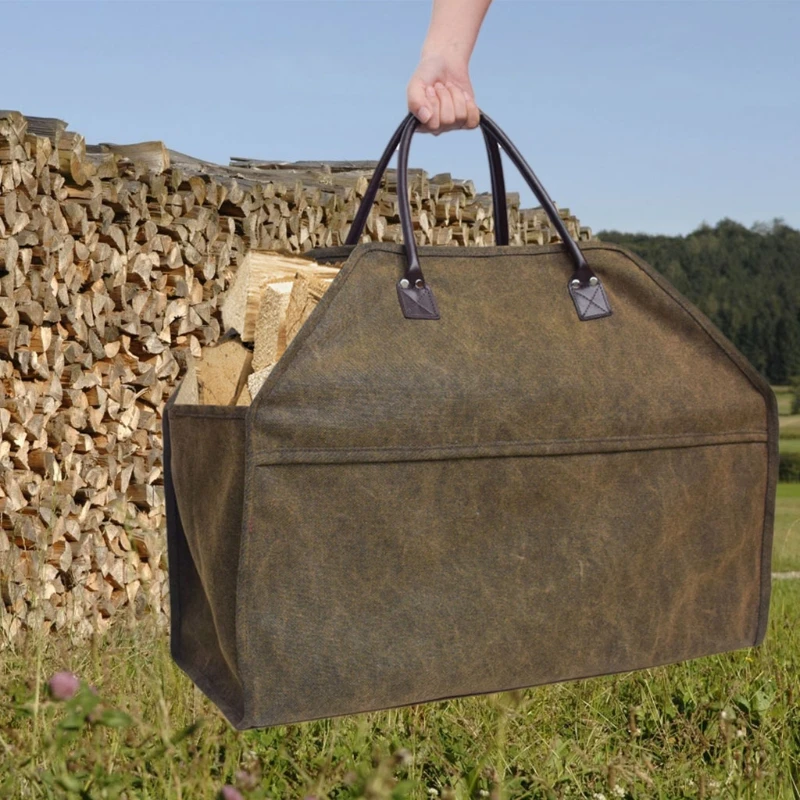 

Log Carrier Canvas Firewood Bag Firewood Holder Fireplace Wood Stove Accessories Storage Bag for Fire Pit
