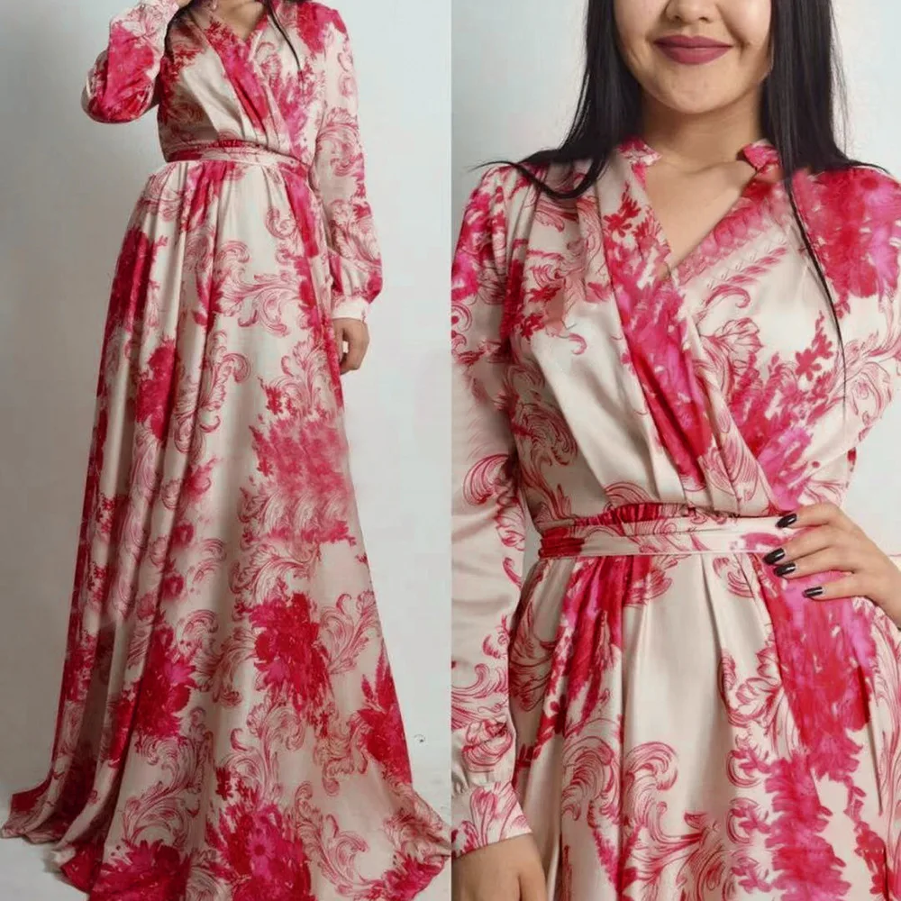 Long Sleeve muslim Dresses For Women African Party Gowns Evening Dress 2021 Dubai Chiffon Abaya Kaftan Ladies Clothing Robe