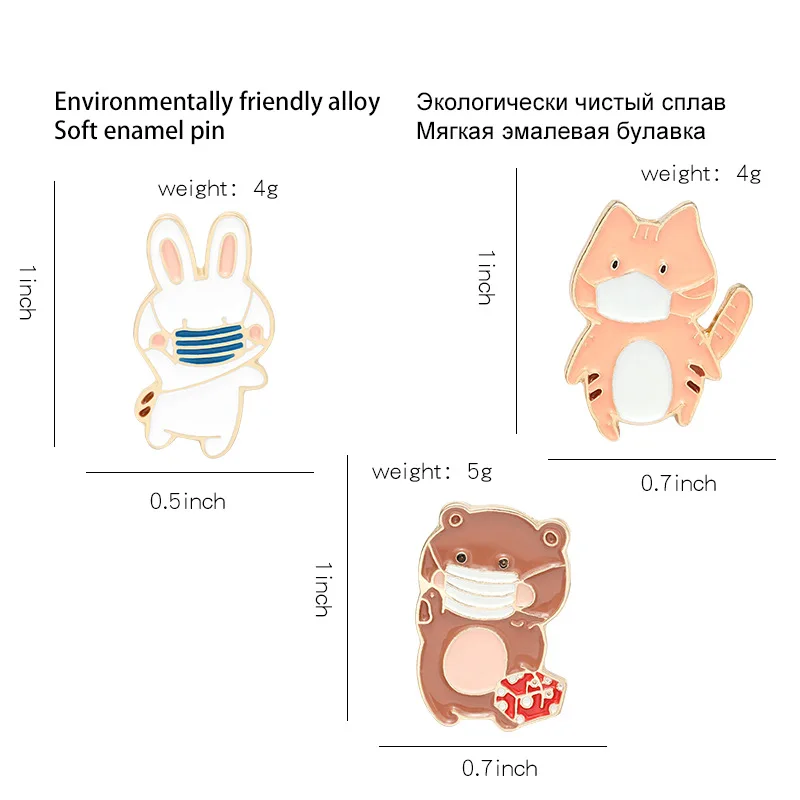 Забавные Маски кошка медведь искусственная рубашка отворот бейдж сумка