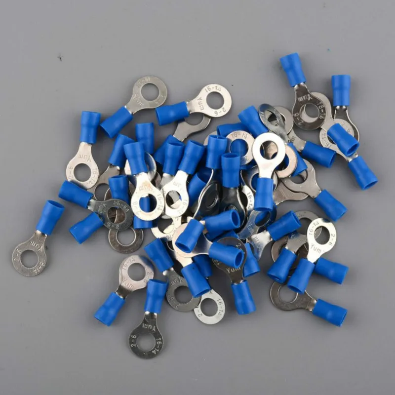 50 шт./партия RV2-6 синий кольцевой изолированный клеммный кабель провода