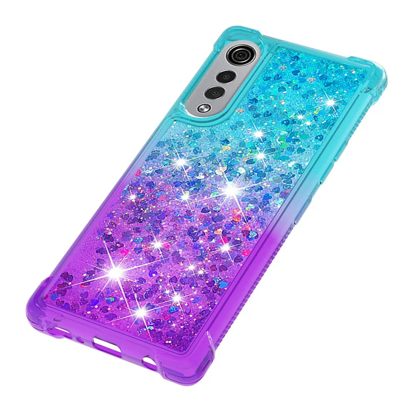 

Gradient Quicksand Liquid Glitter Case For LG Velvet 5G TPU Bumper Clear Phone Cover Coque For LG Velvet5G Case