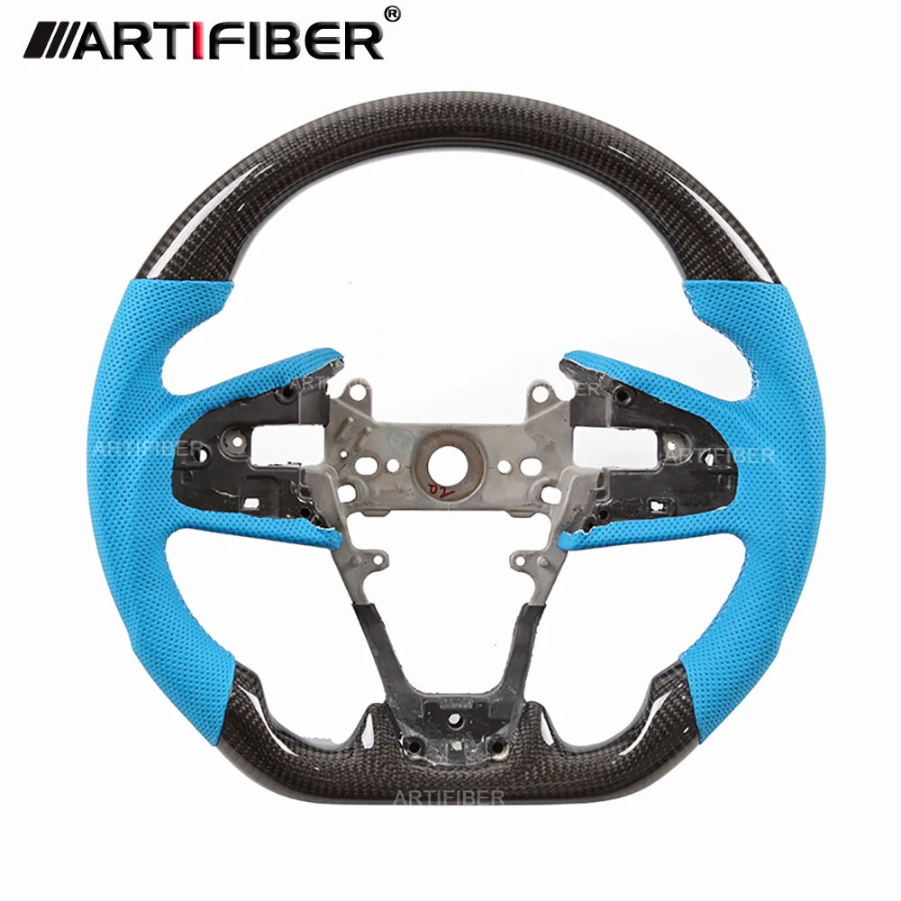 

Race display 100% Real Carbon Fiber Blue Steering Wheel for Honda Civic,
