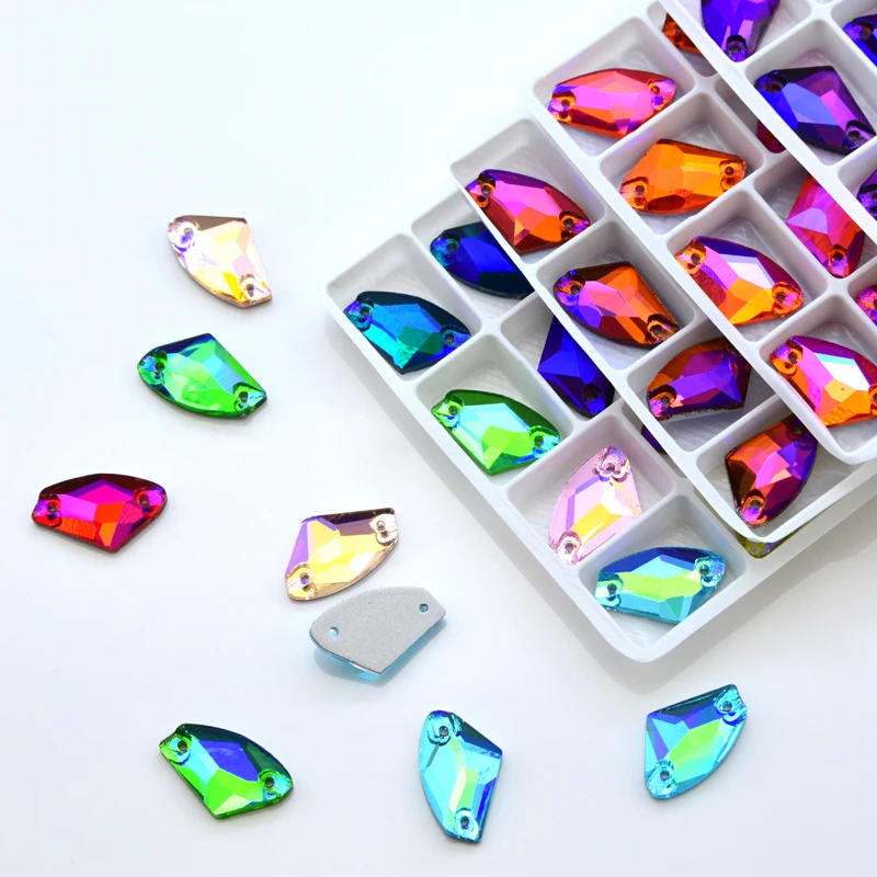 Стразы всех размеров AX для шитья стеклянные стразы AB цветов два отверстия