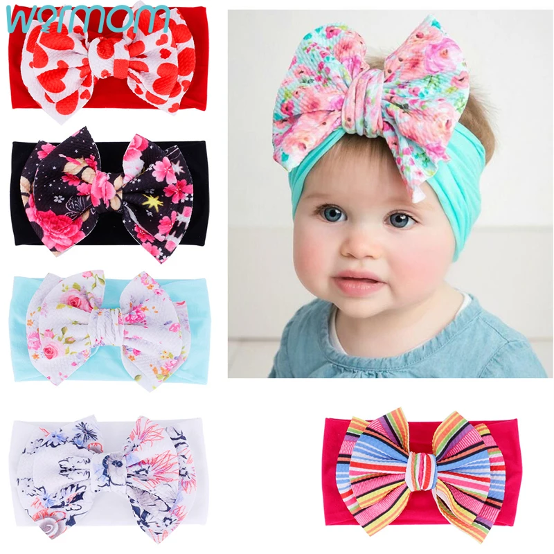

Warmom New European Style Baby Hairband Bowknot Printed Flower Hair Band Fashion Bohemian Style Baby Headwear Accessories