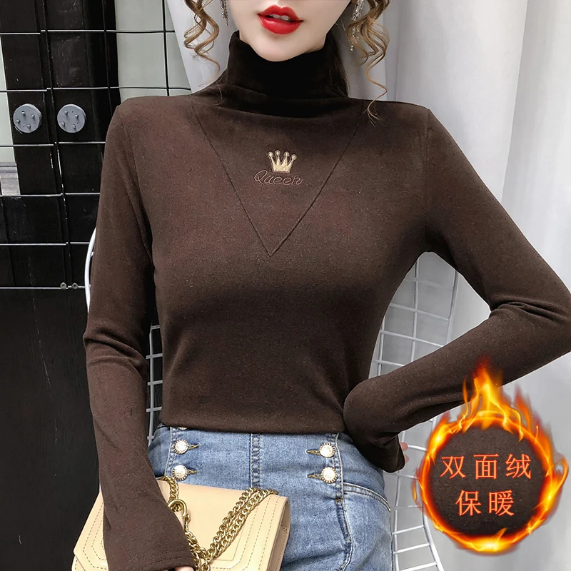 

BOBOKATEER Long Sleeve T Shirt Women Clothes Plus Size Fashion Woman Tshirts Turtleneck Tee ShirtThick Femme T-shirty Damskie