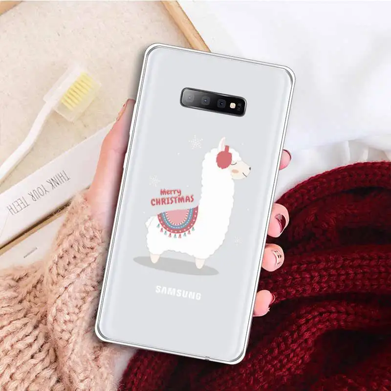 

Alpaca cute cartoon animal Phone Case Transparent For Samsung Galaxy A 71 21s S note 8 9 10 plus 20 ultra