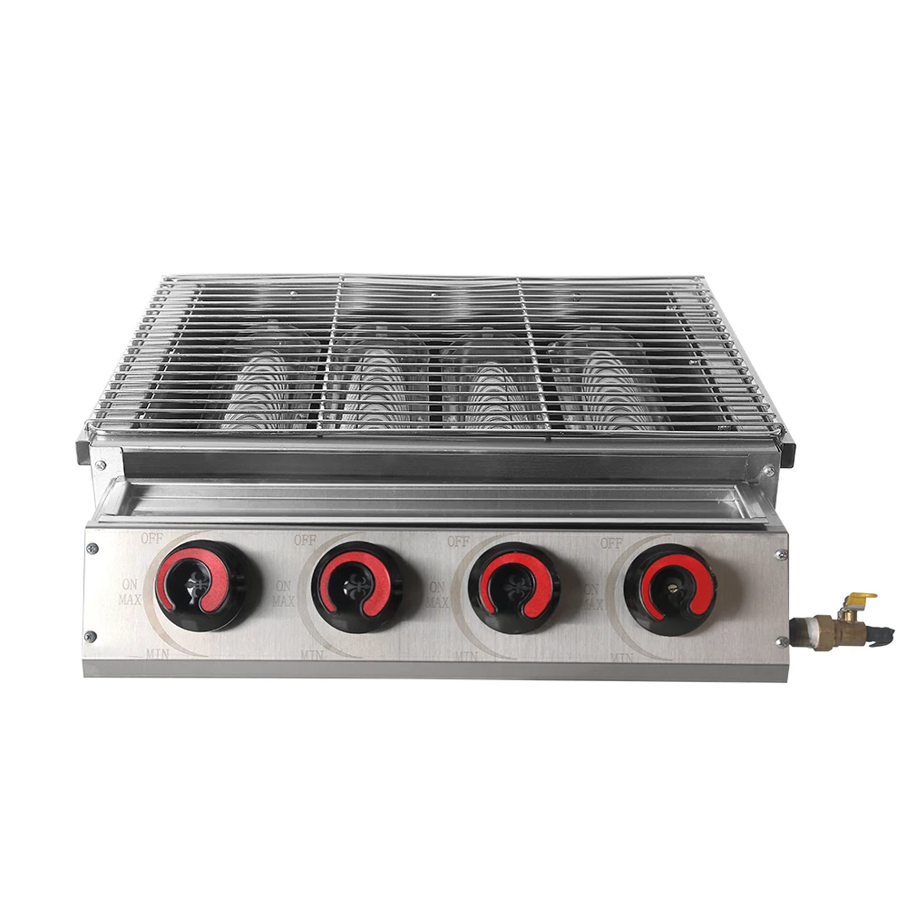 Высококачественный газовый гриль для барбекю с 4 конфорками из нержавеющей стали