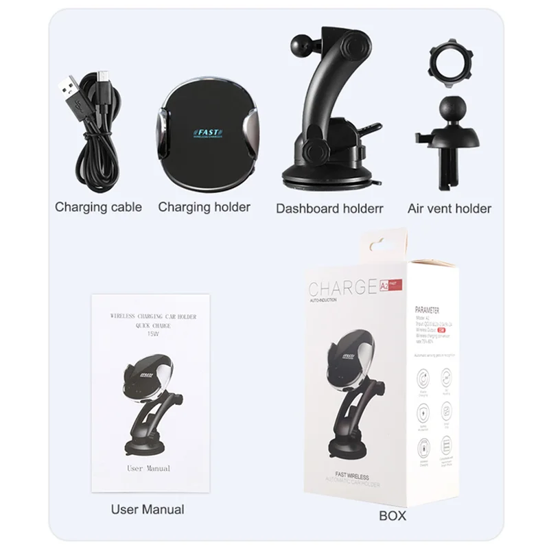 universal wireless charger car fast qi wireless charging automatic clamping car phone holder with air vent free global shipping