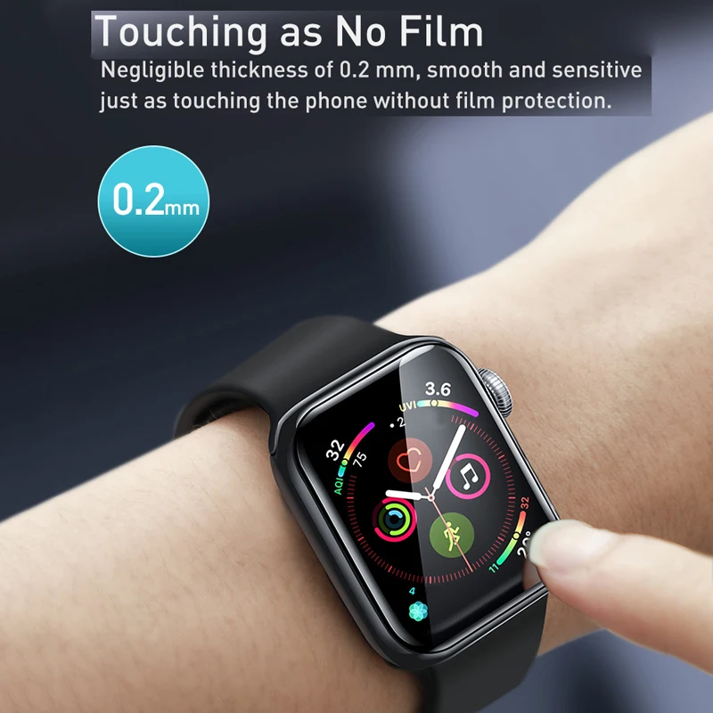 

0.2mm Soft Tempered Glass For iWatch 5 4 40 44mm 3D Curved Full Cover Screen Protector Film For iWatch 3 2 1 38 42mm Glass Film
