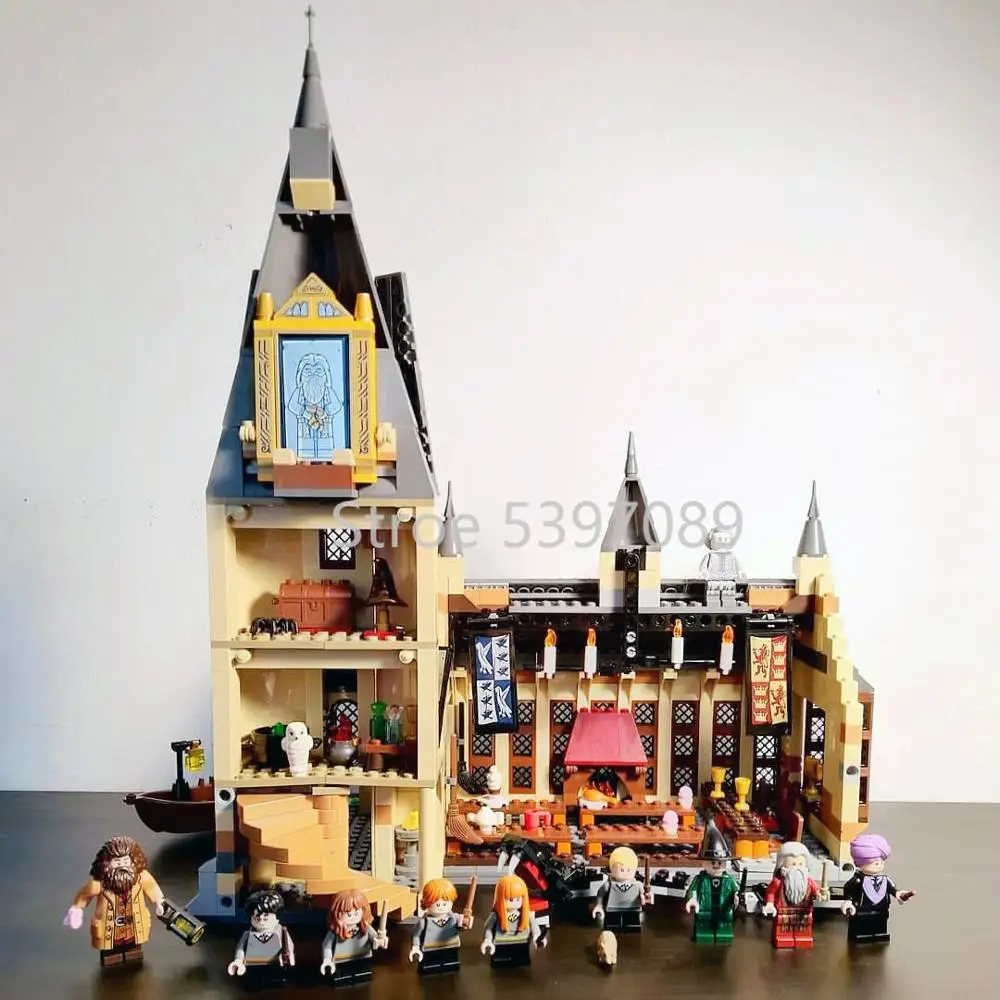 Строительные блоки в наличии модель 16052 Поттера Magic World Movie Hog warts Great Hall 878 шт.