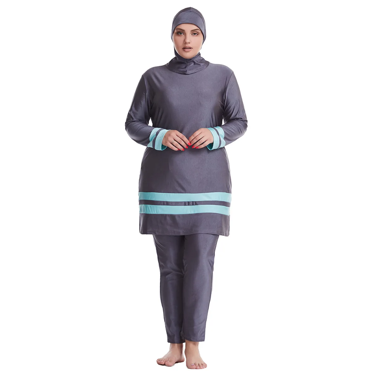 

2021 Muslim Swimwear Islamic Full Cover Modesty Plus Size Summer Beach Swim Wear Arab Women Beachwear Burkini Swimsuit