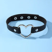 top quality women men punk leather collar necklace goth rivet heart choker belt necklace jewelry accessories fashion party gift