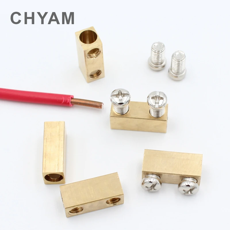 6pcs/lot High-power 1000V 60A Copper Terminal Connector Wite Two Scres Fixed Type 2.5-16mm Square Wire Wiring | Обустройство дома