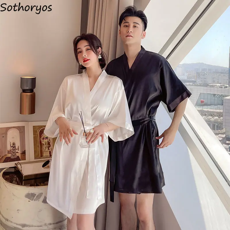 

Women Solid Robes Slender Mini Couple Breathable Females Sleepwear Bath Silk Sexy Lounge Leisure Cozy Quick Drying Home Popular