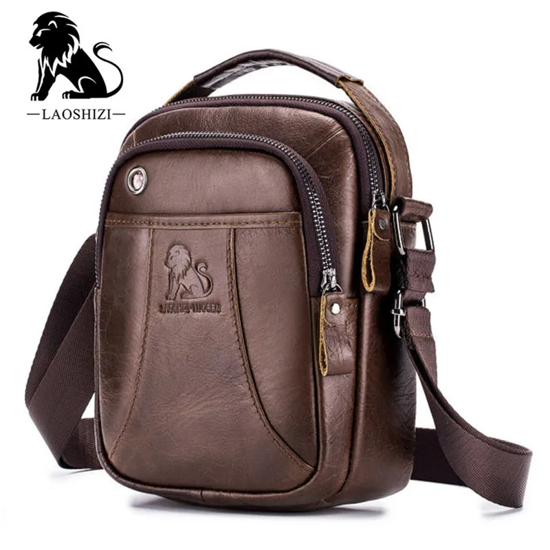 LAOSHIZI мужская сумка через плечо Повседневная брендовая винтажные мужские сумки