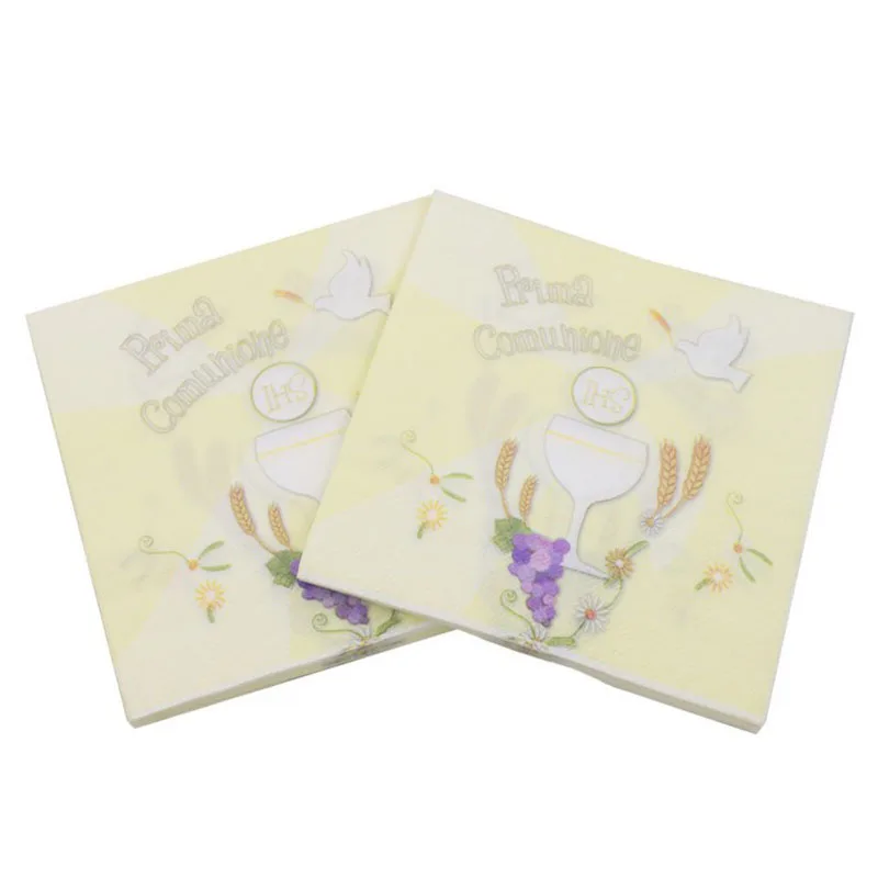 20 штук упак. горячая Распродажа бумажные салфетки для причастия милые