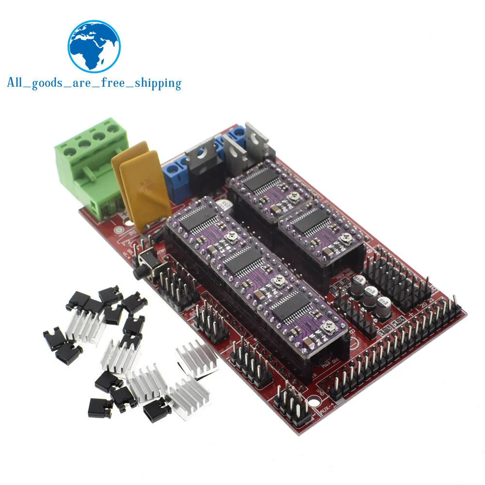 TZT 3d принтер Mega 2560 R3+ RAMPS 1,4 панель управления+ 5 шт. DRV8825 шаговый двигатель привод Перевозчик Reprap для arduino