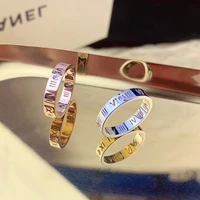 ywshk fashion jewelry elegant temperament of hollow out lucky roman numerals rose gold plating titanium steel ring wholesale