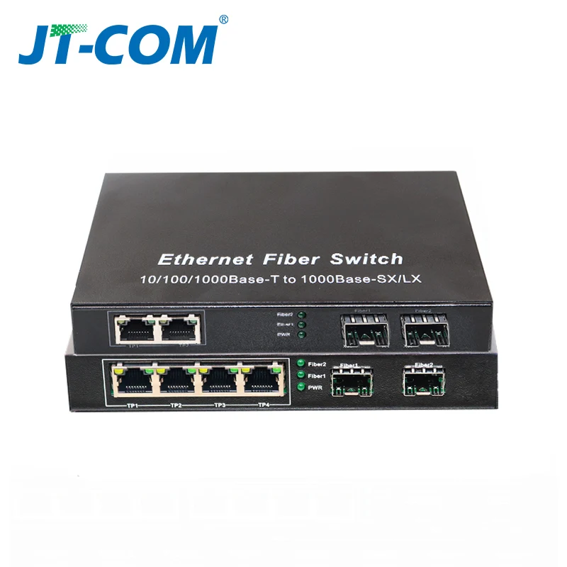 Gigabit Ethernet Switch Оптоволоконный коммутатор SFP медиаконвертер 10/100/1000 Мбит / с 2 * порт и