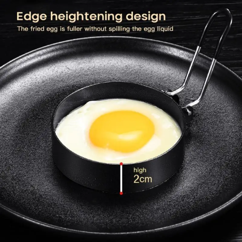 

Stainless Steel Omelette Mold Round Nonstick Fried Egg Shaper With Foldable Handle Circle Egg Mold Kitchen Gadgets Cooking Tool