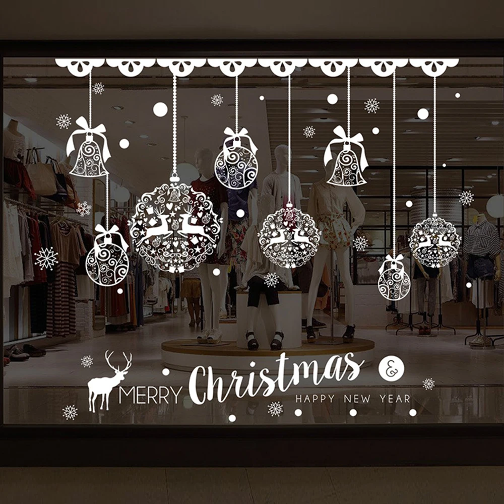 Шарики с колокольчиками из цветов для окон торгового центра, украшения на Рождество, большой декоративный мурал, самоклеящаяся и съемная на стену.