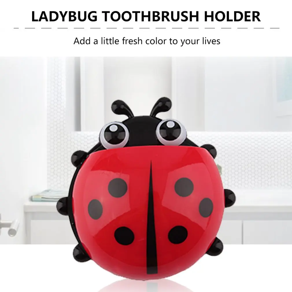 

Cute Ladybug Insect Toothbrush Holder Wall Suction Cartoon Sucker Toothbrush Holder Suction Hooks Bathroom Accessories