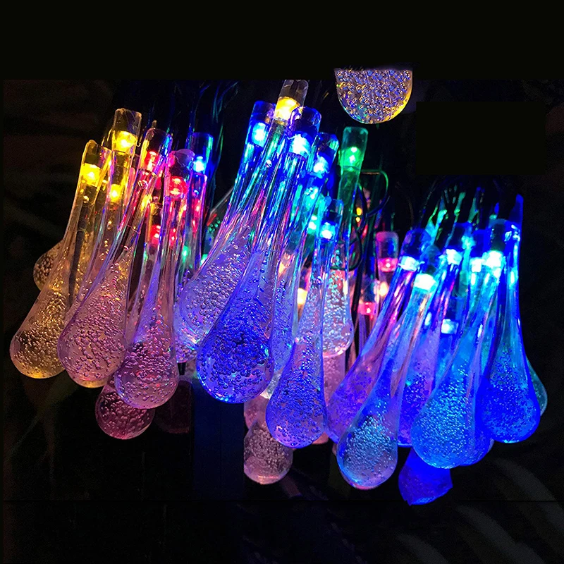 30/100 LED Solar String Lights Waterproof Raindrop Fairy for Patio Garden Party Lawn Holiday Decorations | Лампы и освещение