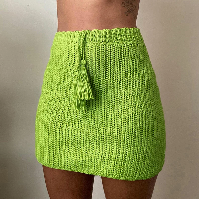 

LALUMAI Women's skirt shorts High Waist Thin 2021 autumn fashion high waist slim knit bag hip skirt for women