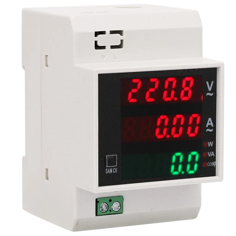 Цифровой измеритель энергии Din Rail светодиодный активный Мощность фактор