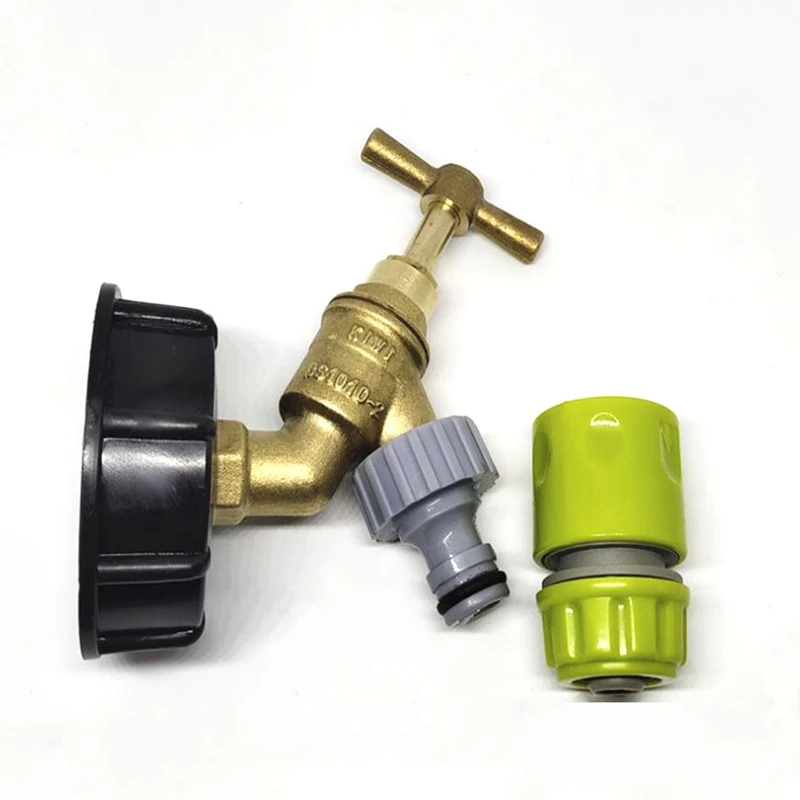 

S60x6 IBC Faucet Tank Drain Coarse Thread Adapter to Brass Garden Tap 1/2'' Nozzle Replacement Hose Tap Connector Valve Fitting