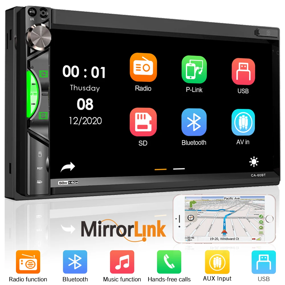 Автомагнитола 2DIN 7 дюймов HD MP5 Bluetooth Mirrorlink|Автомобильные радиоприемники| |