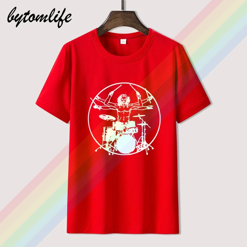 Да Винчи футболка с ударными рок-барабанщик Hombre Of Vitruvio Jugador Band футболки топы