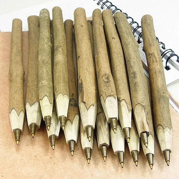 

20pcs/lot handmade Creative Korean personality wooden pen handmade retro branch ballpoint pen Office material School supplies