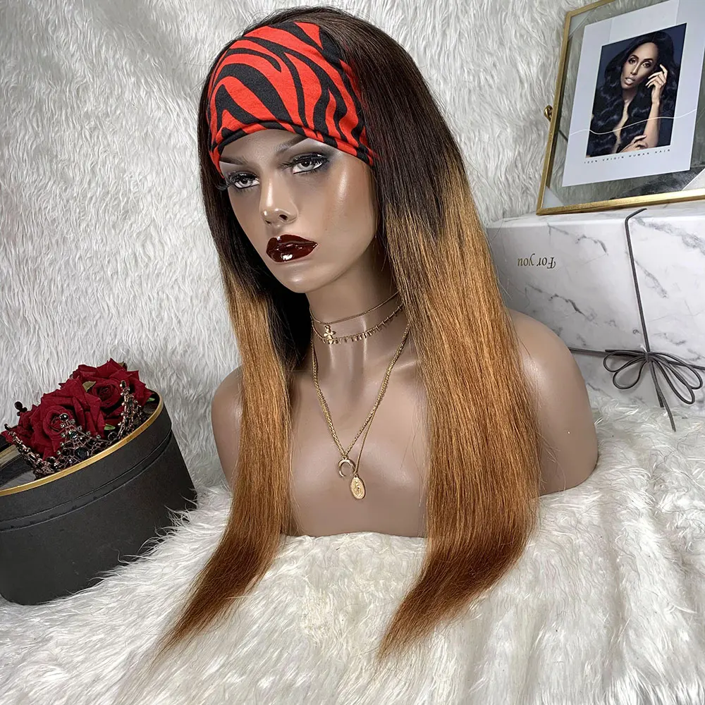 

TOOCCI Headband Full Machine Wig 150 Density Remy Hair Straight T1B-30 Brazilian Human Hair Perruque Naturelle For Black Women