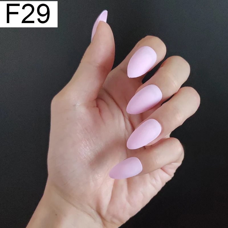 F29 Stiletto x 1PC 24 шт./компл. стилет балерина гроб круглый овальной формы с полным покрытием матовая накладные ногти для ног, мягкая на ощупь, накладные ногти искусственные ногти Нейл Арта, набор - Цвет: F29 Stiletto x 1PC