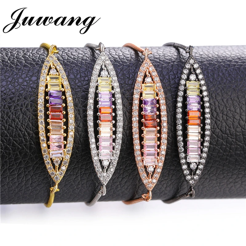 

JUWANG Cubic Zirconia Tennis Bracelet & Bangle Adjustable Pulseras Mujer Fashion Charm Bracelet for Women Bridal Wedding Jewelry