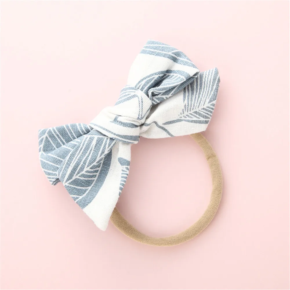 4 шт./лот детские повязки на голову ручной работы с принтом листьев тканевые банты