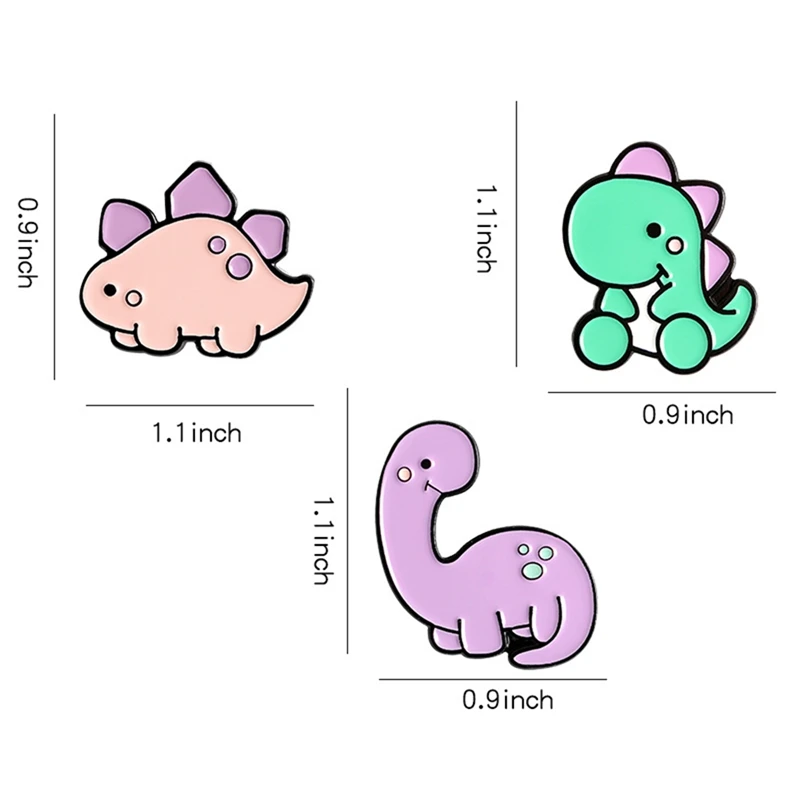 Kawaii Динозавр Детский значок мультфильм розовый фиолетовый тираннозавр