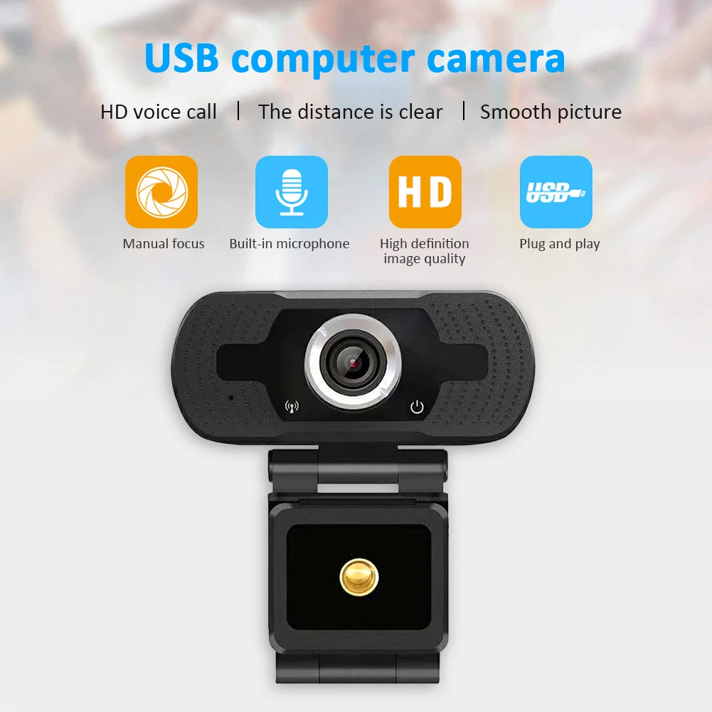 

Portable USB Web Camera Automatic Focusing 1080P 30fps HD Webcam for Live Video Online Conference with Microphone