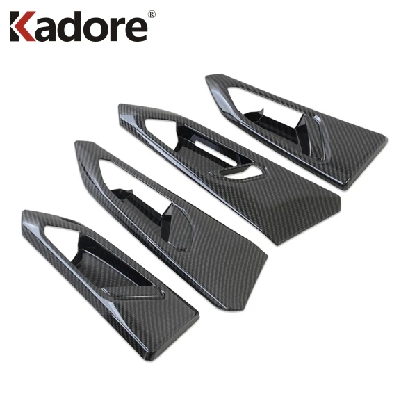Carbon Fiber Plastic Для Volkswagen T-Cross углеродное волокно внутренняя дверная ручка чаша крышка планки защита Автомобильный аксессуар наклейка - Название цвета: Carbon Fiber Plastic