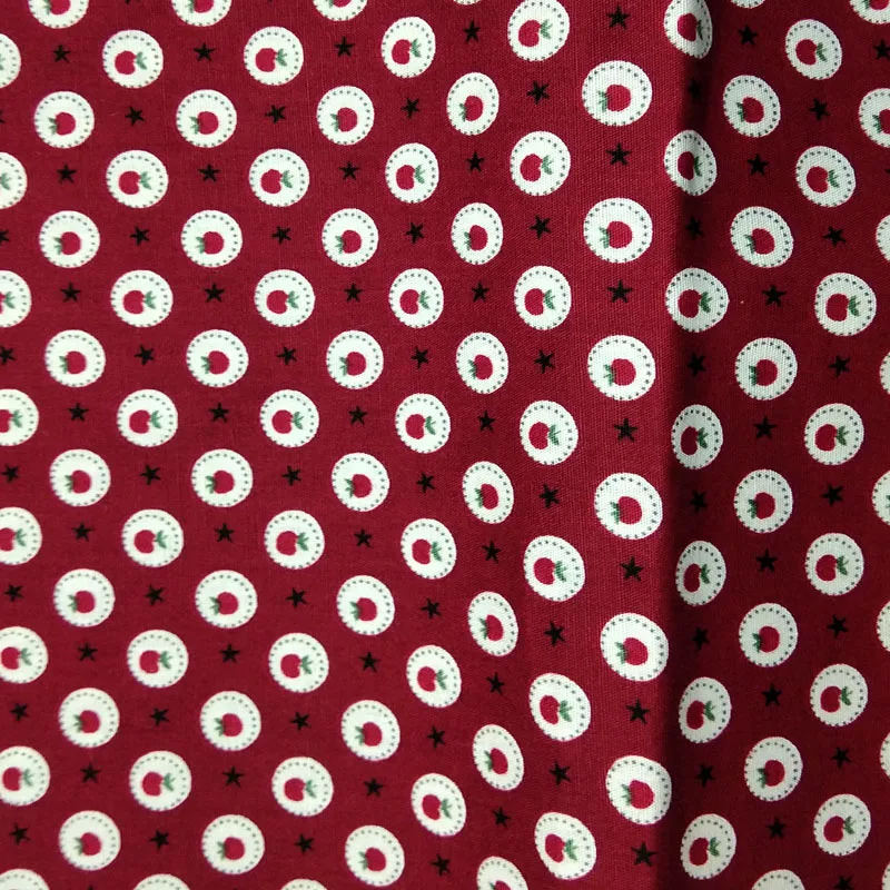 Хлопковый поплин в горошек с принтом APPLE домашний текстиль ткань для шитья 100%