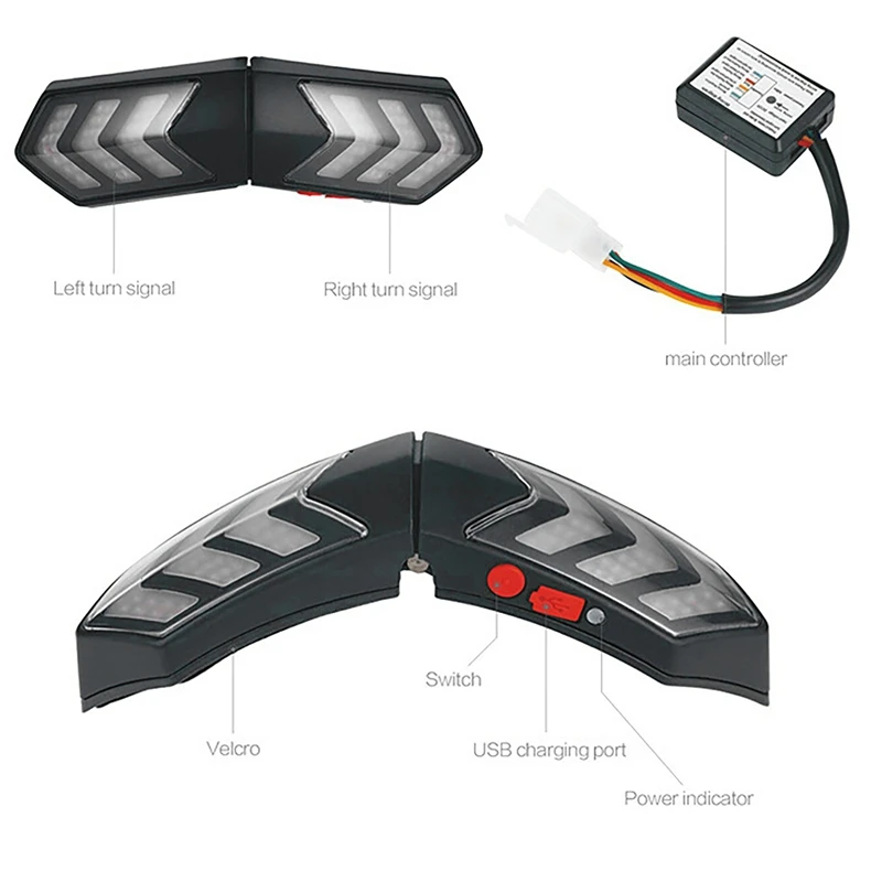 Prezzo Casco Da Moto Senza Fili Nero Luce Di Sicurezza A LED Indicatore Di Direzione Per Motocicletta Indicatore Di Direzione Per Freno Luce Per Casco Senza Fili