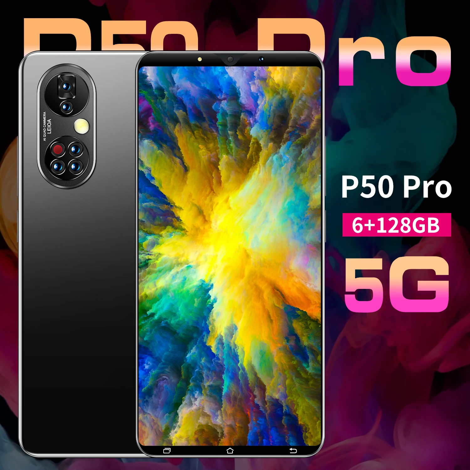

New Arrival P50 Pro 5.3 Inch Fingerprint ID 4950mAh Mini Cellphone Global Version 13+21MP Dual SIM+Micro SD Smartphones Celular
