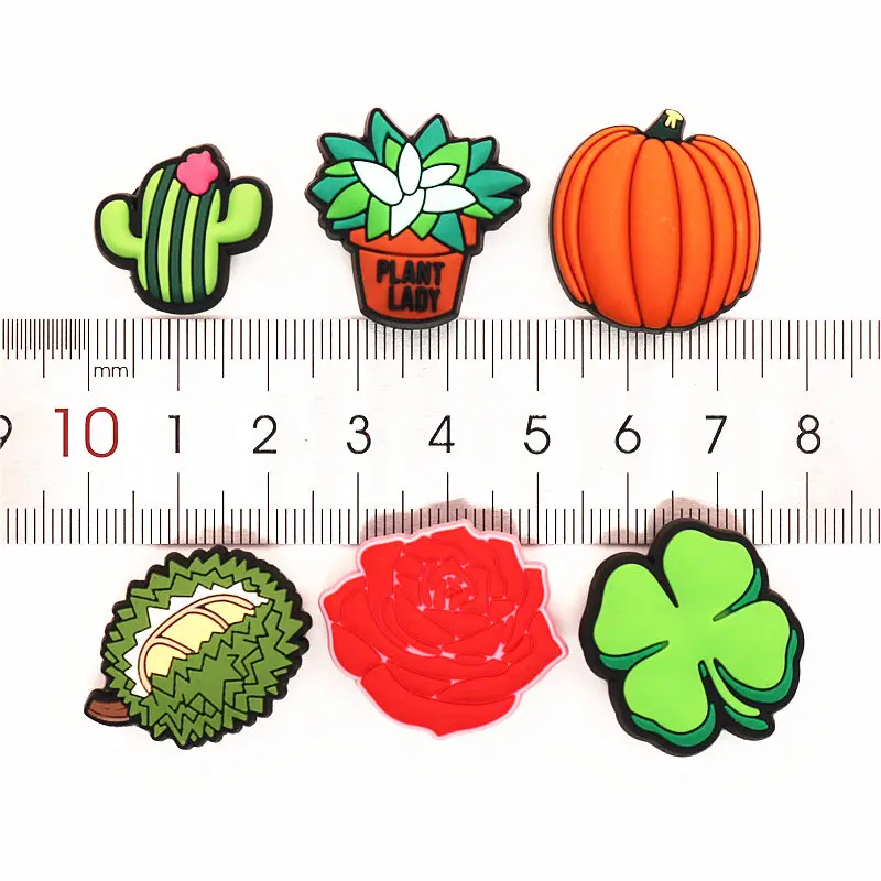 High imitation Pumpkin/Durian/Clover/Rose/Cactus PVC Shoe Charms Accessories Shoe Decoration for Croc jibz Kids Party X-mas Gift
