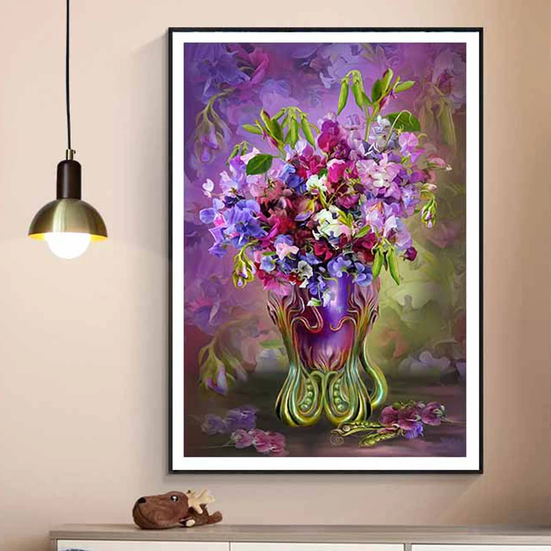 

5D DIY Diamond Painting Flower Vase Full Square/Round Painting Cross Stitch Mosaic Rhinestone Embroidery Home Decoration Gift