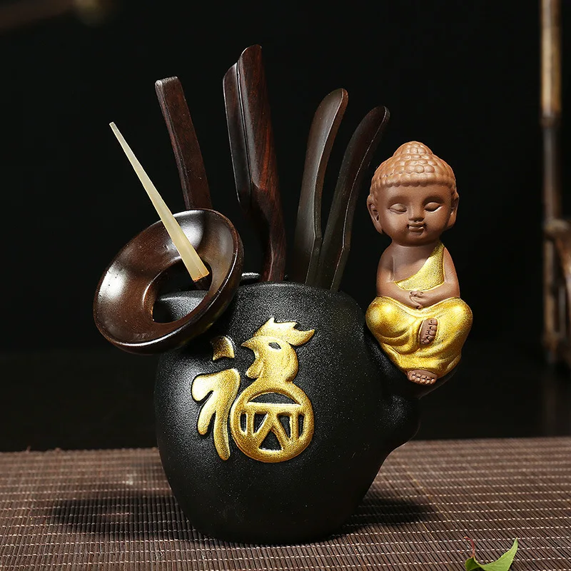 

Керамический Новый монах для чайной церемонии, сандаловое дерево, комбинация шести джентльменов, Золотой петух, благородный чайный набор, п...