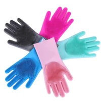 1 pair home glove silica gel thick style kitchen bowl latex plastic pvc household restaurant multifunctional cleaning tool scrub