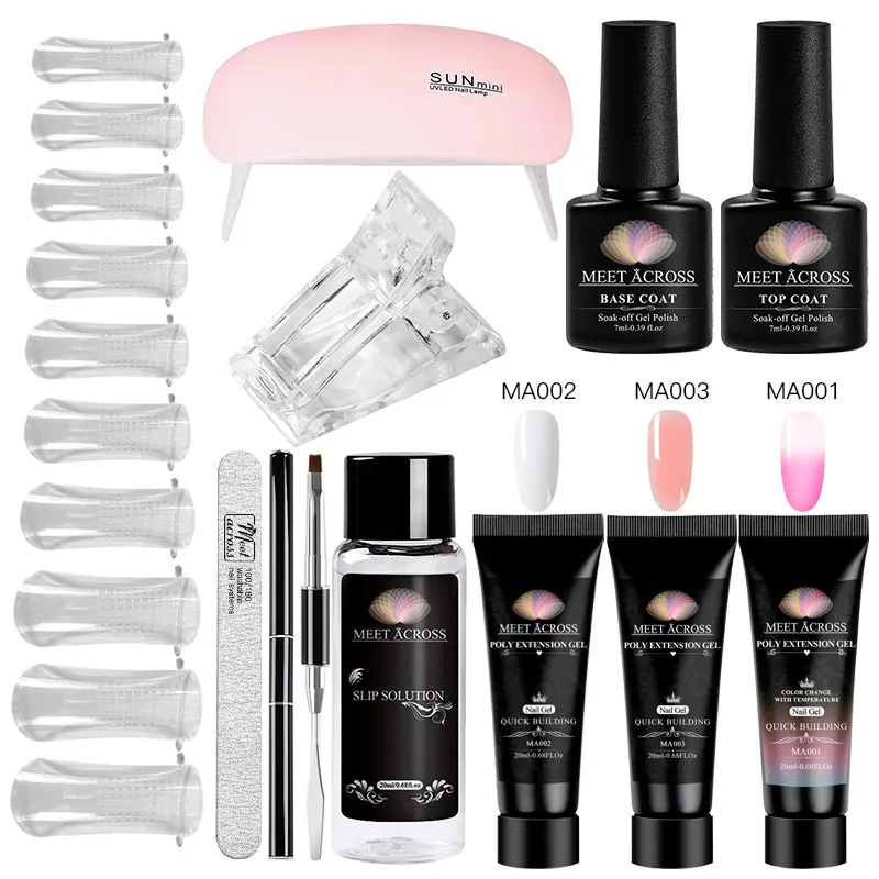 Встретить через поли УФ гель Наборы Французский прозрачный дизайн ногтей