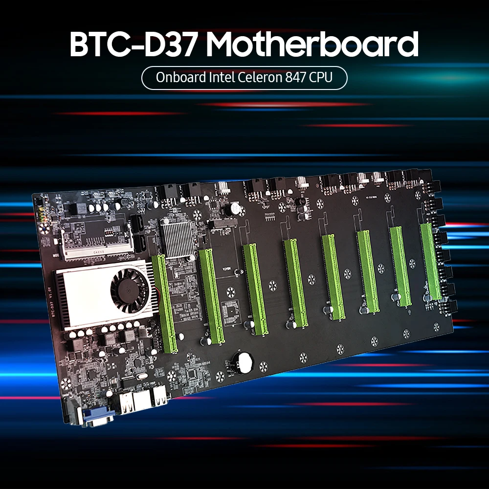 BTC-D37 материнская плата со встроенным процессором Intel Celeron 847 CPU 8 PCI-E 16X Слоты