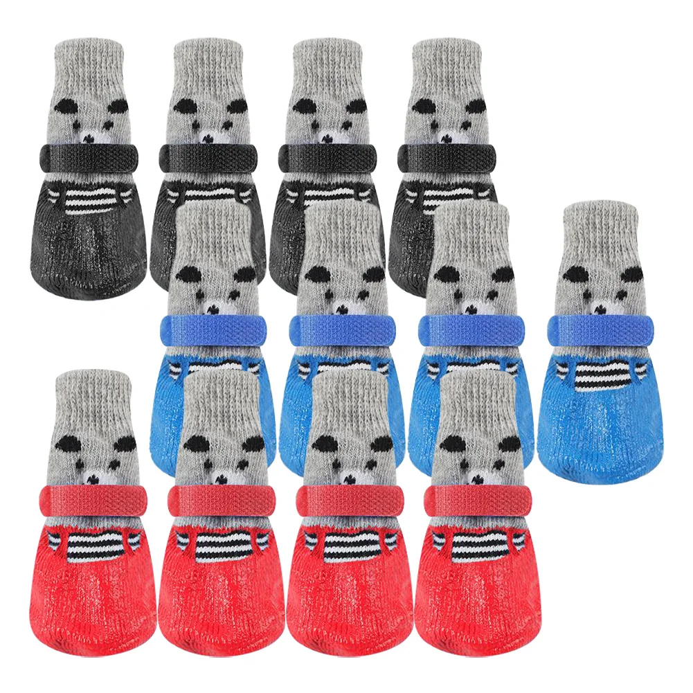

Dog socks non-slip adjustable dog paw protection belt silicone soles pet paw socks indoor warm dog socks accessories